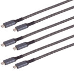 3er-Set Daten- & Schnellladekabel USB-C auf USB-C, schwarz/weiss, 2 m, textil