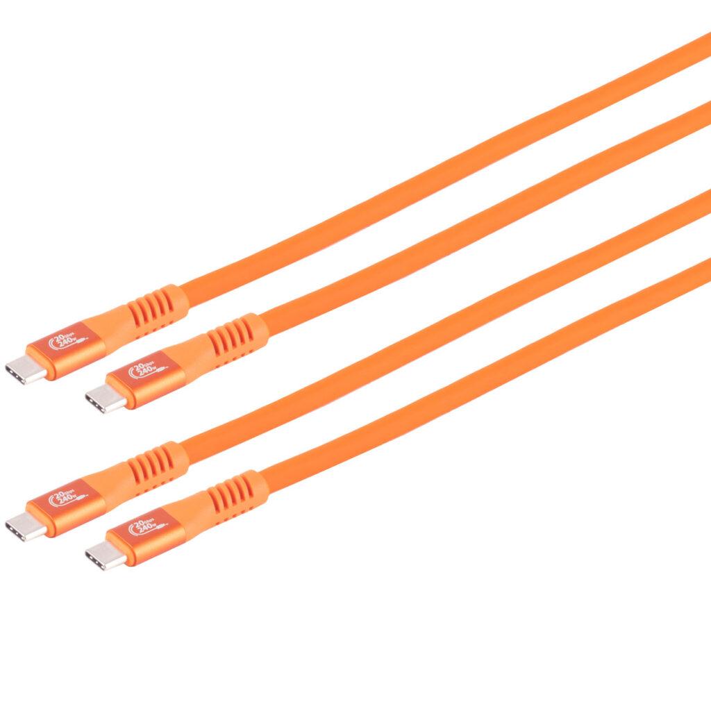2er-Set Daten- & Schnellladekabel PD 3.1, 240 W, 20 Gbit/s, USB-C zu USB-C, orange, 2 m