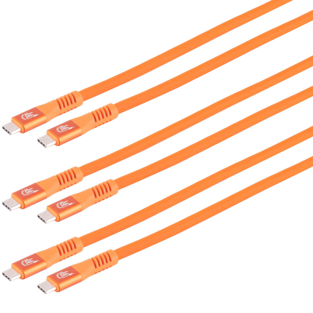 3er-Set Daten- & Schnellladekabel PD 3.1, 240 W, 20 Gbit/s, USB-C zu USB-C, orange, 2 m