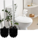 2er-Set Toilettenbürste, schwarz-silber, Ø 8 x H 35 cm