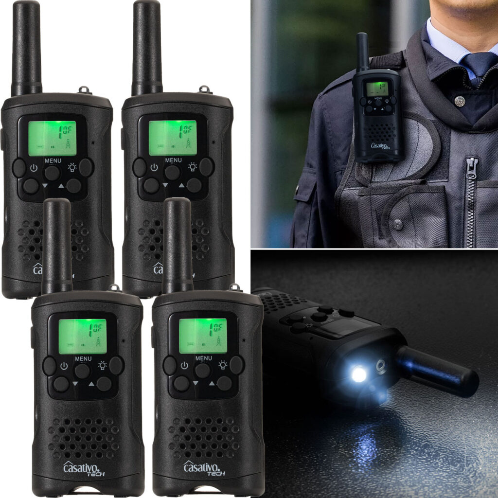 4er-Set PMR-Funkgerät mit VOX & Taschenlampe, 10km Reichweite
