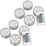 8er-Set Multicolor-LED-Unterwasserleuchten mit Fernbedienung, IP68