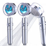 2er-Set Wasserspar-Duschkopf mit Baumwollfilter und 360° Drehgelenk, 27 x Ø 8 cm