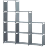 Treppenregal mit 9 Fächern, 125 x 125 x 26 cm, grau