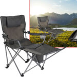 Luxuriöser Campingstuhl mit Kopf- & Fussstütze sowie Kühl- und Aufbewahrungstasche