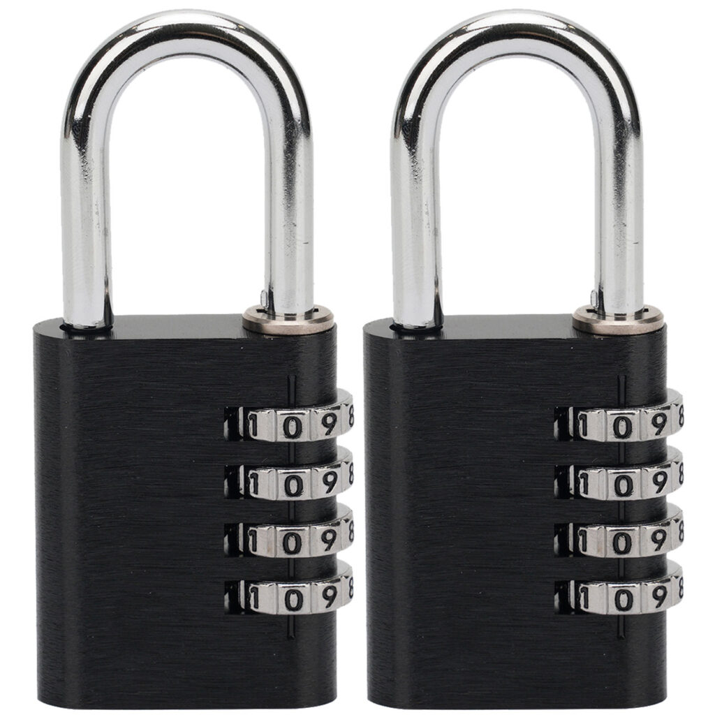 2er-Set Zahlen-Vorhängeschloss aus Vollmetall, 4-stellig
