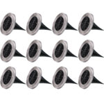 12er-Set Solar Bodenleuchte aus Edelstahl, mit Erdspiess, Ø 12 x 13 cm