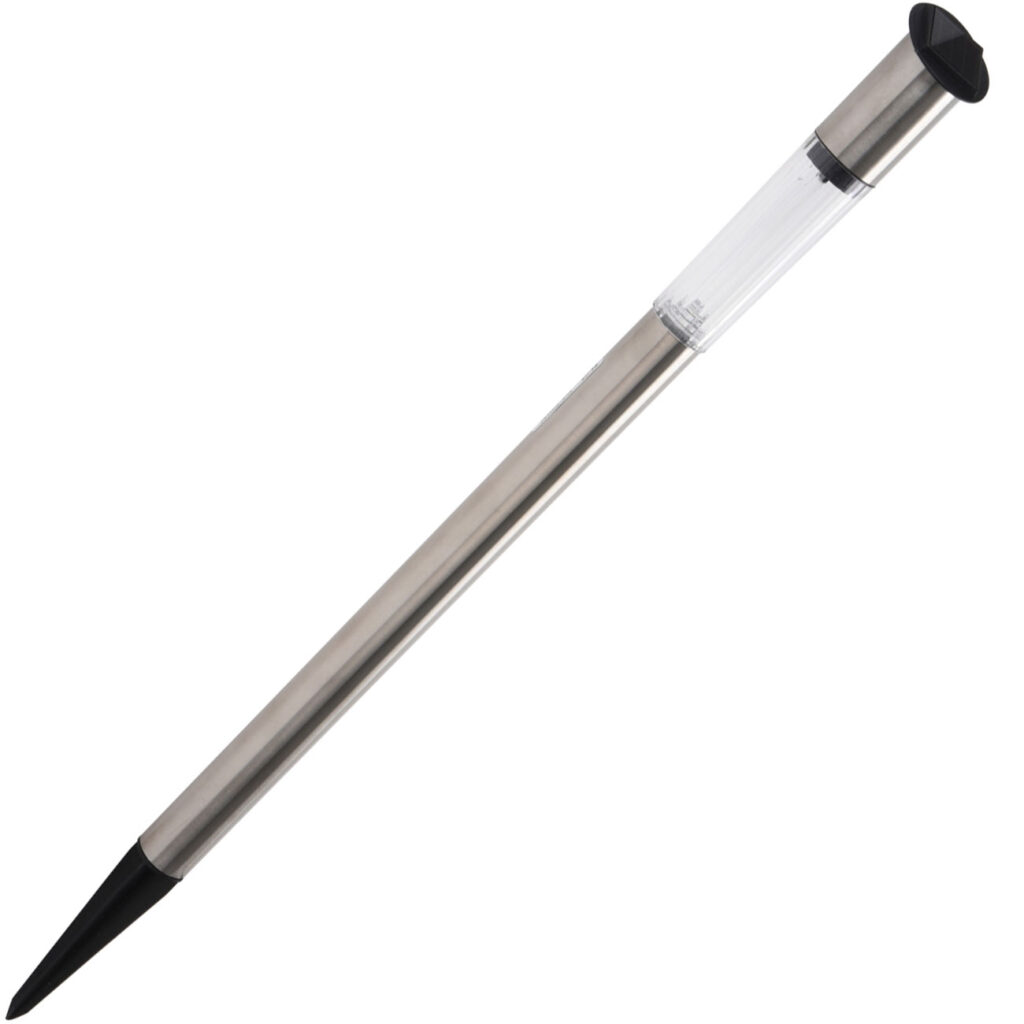 Elegante Solar Gartenlampe aus Edelstahl, mit Erdspiess, 70 x 3 cm