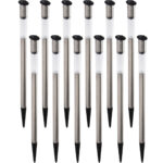 12er-Set Elegante Solar Gartenlampe aus Edelstahl, mit Erdspiess, 70 x 3 cm