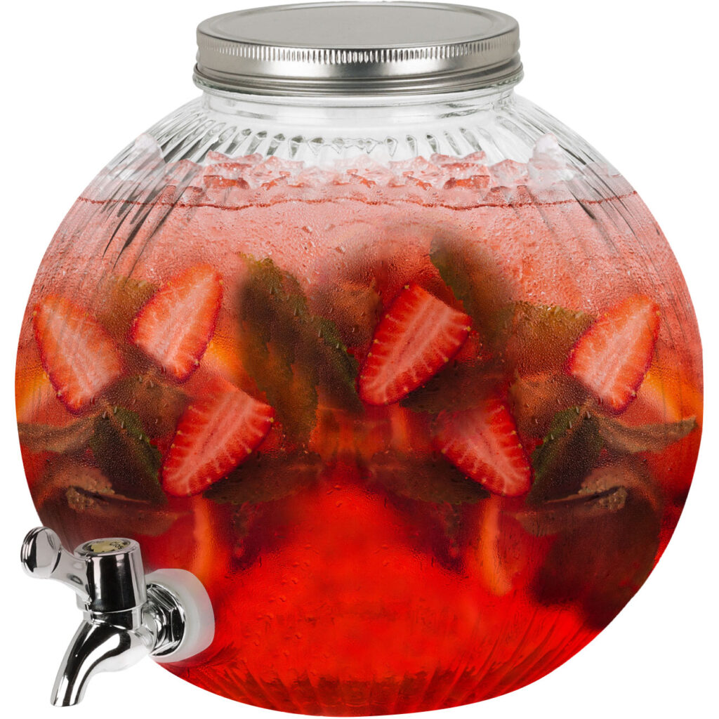 Getränkespender aus Glas mit Deckel, 5,5l, kugelförmig