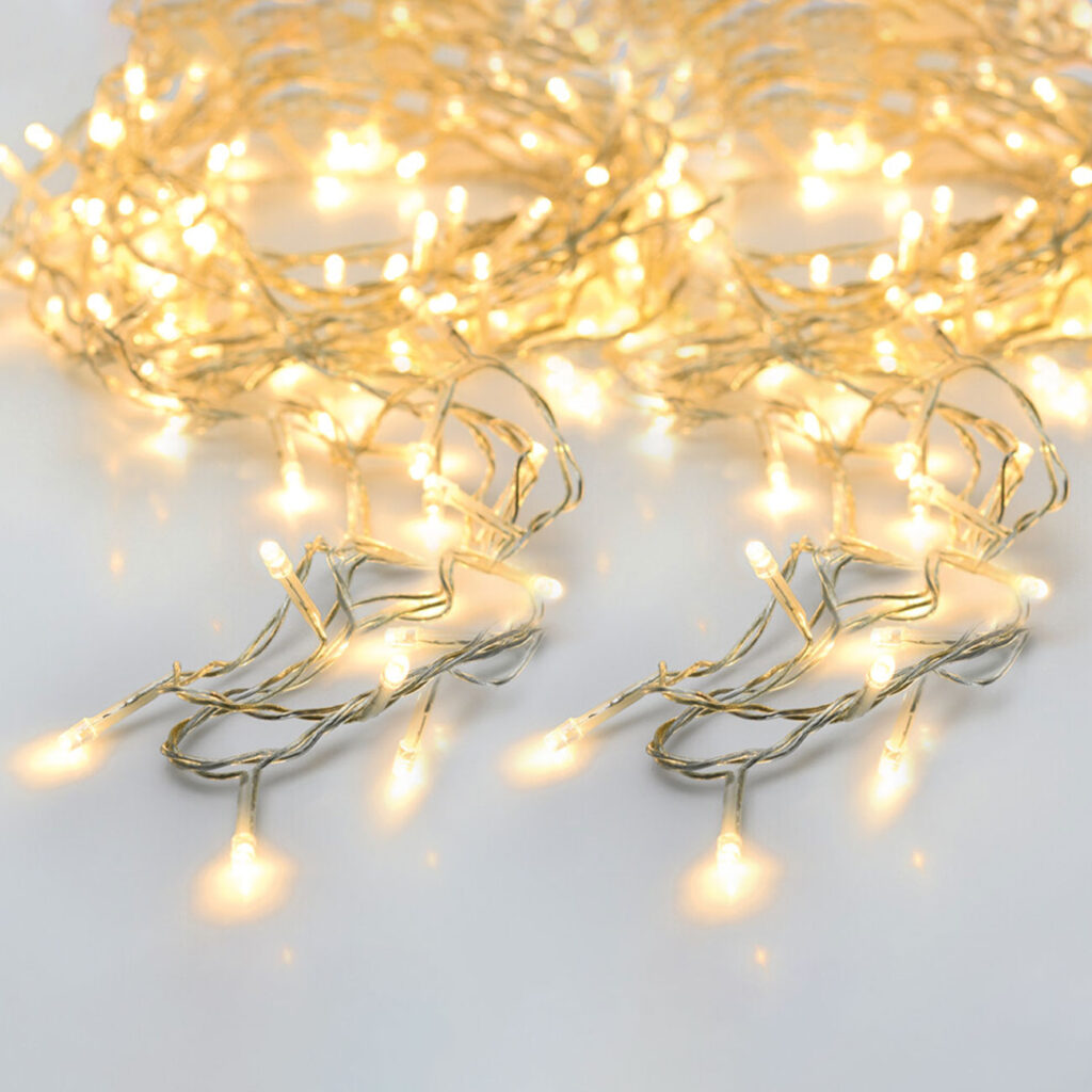 2er-Set LED Lichterkette mit 8 Leuchtmodi und Timer, 7 m, batteriebetrieben, IP44