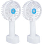 2er-Set Sprühventilator mit Hayhalter, Hand-Ventilator, Akku