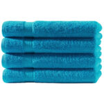 4er-Set Handtücher, 50 x 100 cm, 100% luxuriöse Baumwolle, mit 2 Bordüren, türkis