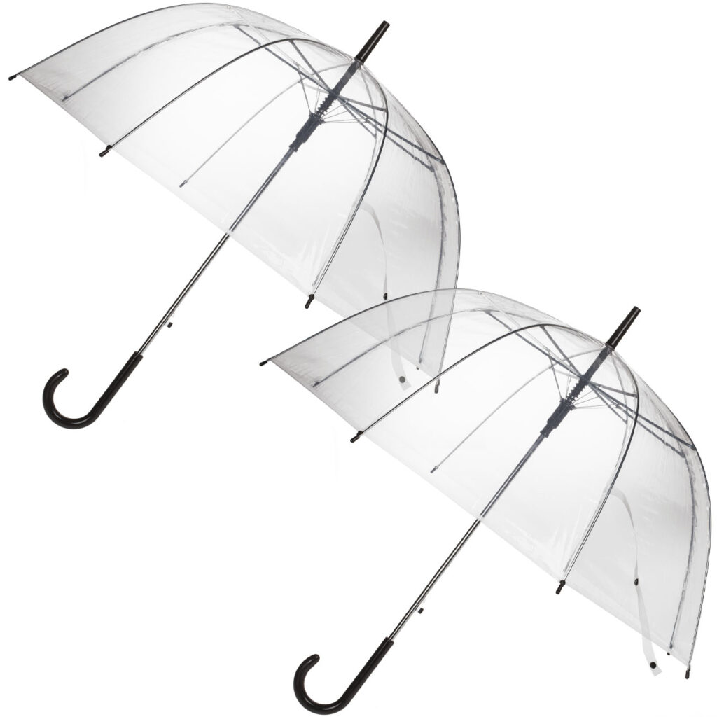2er-Set Regenschirm mit Automatiköffnung, transparent, Ø 85 cm