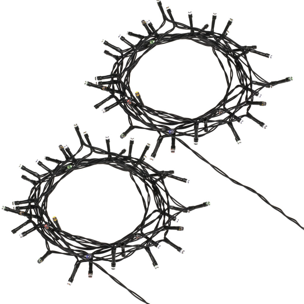 2er-Set Lichterkette für Innen und Aussen, warmweiss und bunt, 6-Stunden Timer, IP44