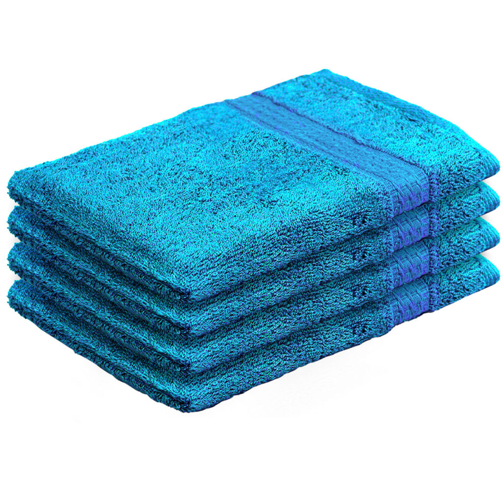 4er-Set Waschhandschuhe aus 100% Baumwolle, Waschlappen mit Schlaufe, türkis