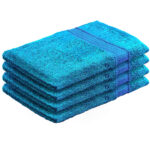 4er-Set Waschhandschuhe aus 100% Baumwolle, Waschlappen mit Schlaufe, türkis 4er-Set Waschhandschuhe aus 100% Baumwolle, Waschlappen mit Schlaufe, türkis