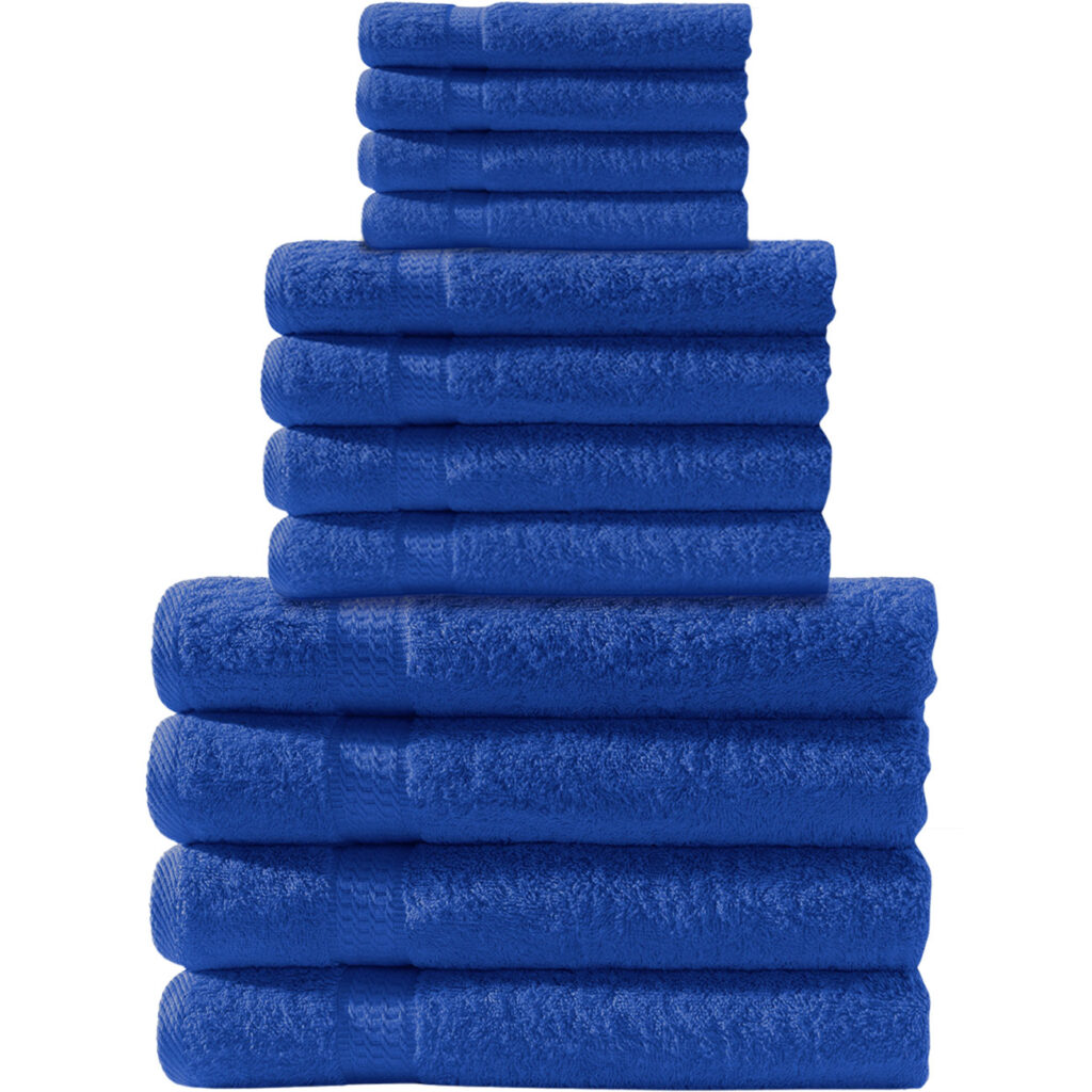 Handtuchset 12-teilig, je 4 Gäste-, Hand- und Badetücher, 100% Baumwolle, royal