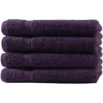 4er-Set Duschtücher, 70 x 140 cm, 100% luxuriöse Baumwolle, mit 2 Bordüren, aubergine 4er-Set Duschtücher, 70 x 140 cm, 100% luxuriöse Baumwolle, mit 2 Bordüren, aubergine