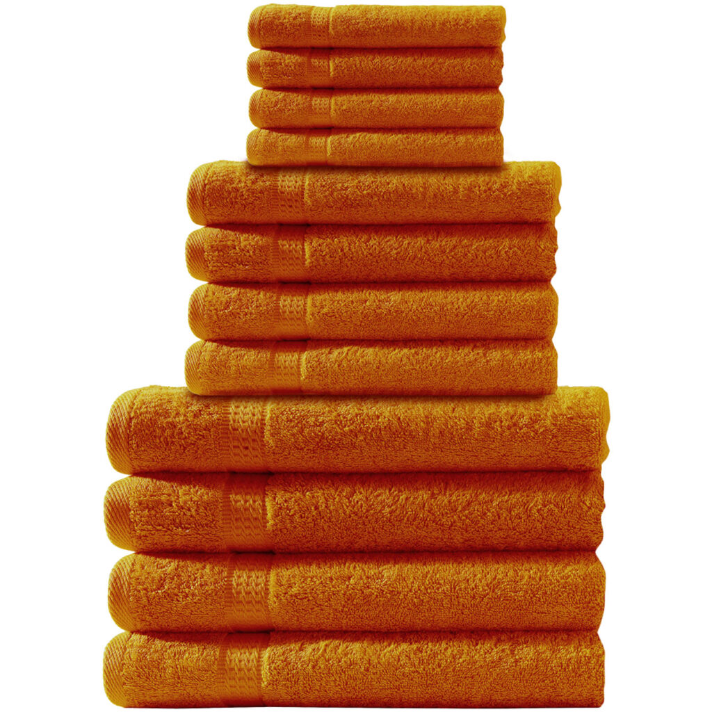 Handtuchset 12-teilig, je 4 Gäste-, Hand- und Duschtücher, 100% Baumwolle, terra