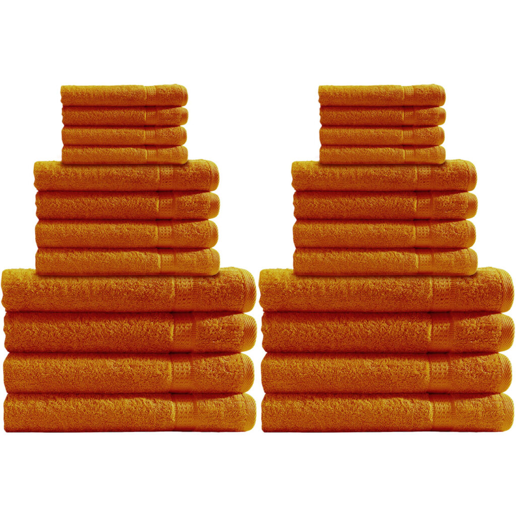 Handtuchset 24-teilig, je 8 Gäste-, Hand- und Badetücher, 100% Baumwolle, terra