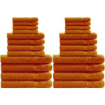 Handtuchset 24-teilig, je 8 Gäste-, Hand- und Badetücher, 100% Baumwolle, terra