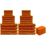 32-teiliges Handtuch-Set Frottee, je 8 Gäste-, Hand-, Duschtücher und Waschlappen, terra