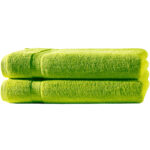 2er-Set Duschtücher, 70 x 140 cm, 100% luxuriöse Baumwolle, mit 2 Bordüren, apfelgrün