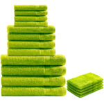 16-teiliges Handtuch-Set Frottee, je 4 Gäste-, Hand-, Duschtücher & Waschlappen, apfelgrün 16-teiliges Handtuch-Set Frottee, je 4 Gäste-, Hand-, Duschtücher & Waschlappen, apfelgrün