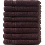 8er-Set Gästetücher, 30 x 50 cm, 100% luxuriöse Baumwolle, mit 2 Bordüren, braun