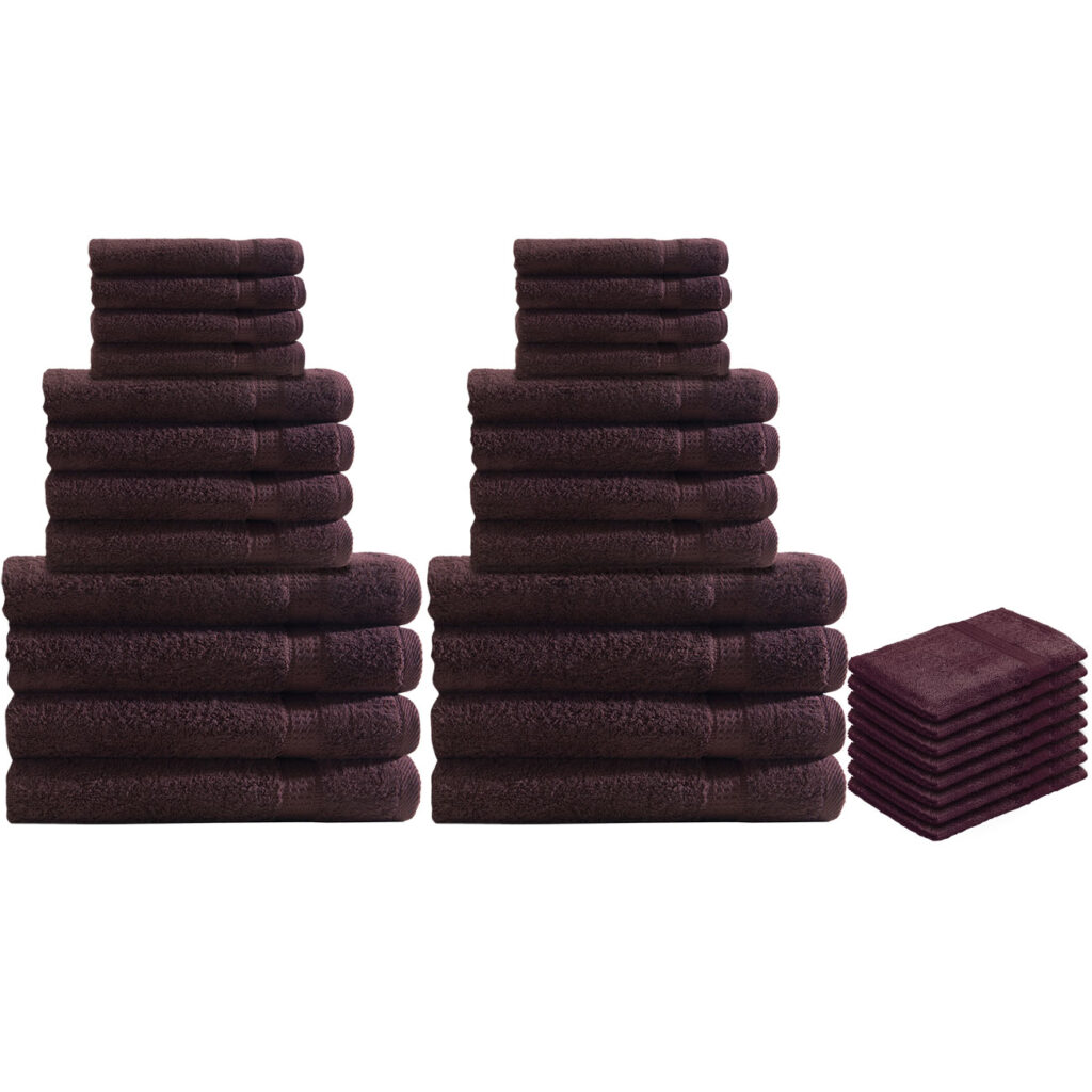 32-teiliges Handtuch-Set Frottee, je 8 Gäste-, Hand-, Duschtücher und Waschlappen, braun