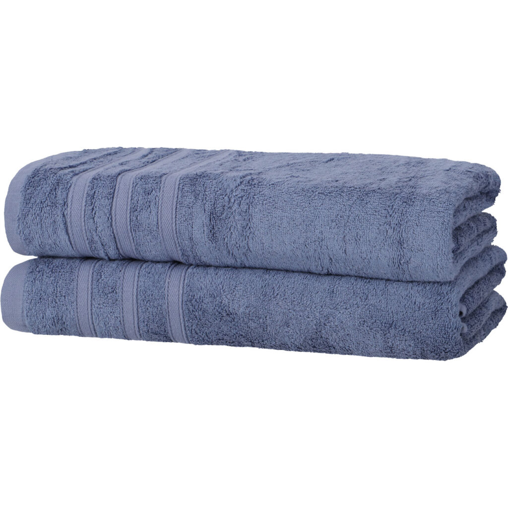 2er-Set Duschhandtücher, 50% Bambus & 50% Baumwolle, 70 x 140 cm, blau