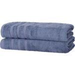 2er-Set Duschhandtücher, 50% Bambus & 50% Baumwolle, 70 x 140 cm, blau