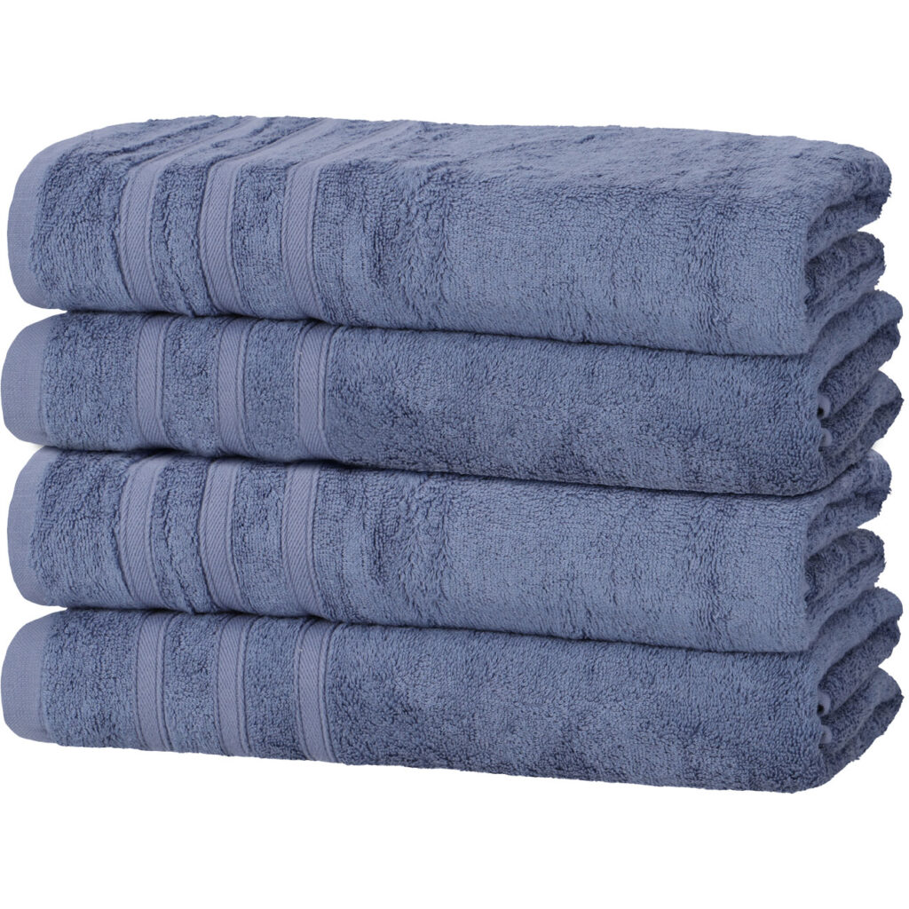 4er-Set Duschhandtücher, 50% Bambus & 50% Baumwolle, 70 x 140 cm, blau