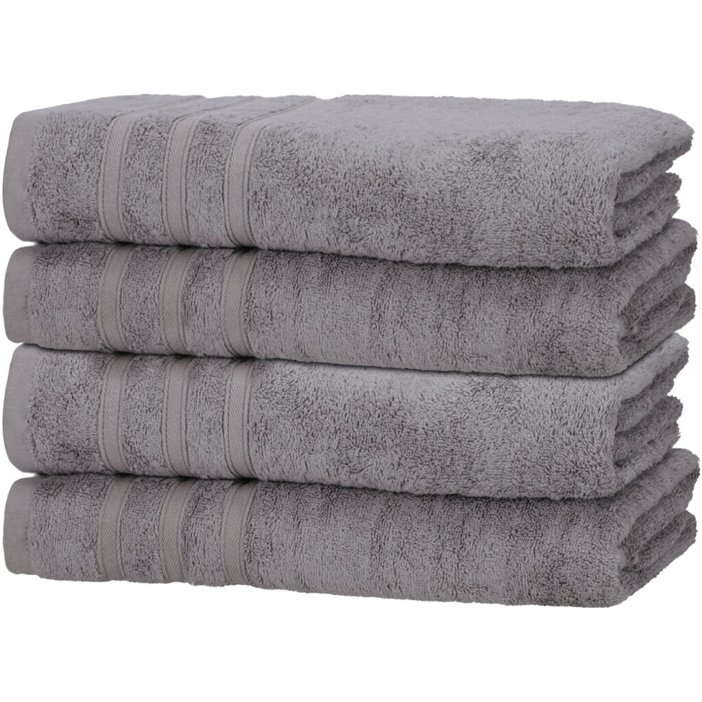 4er-Set Duschhandtücher, 50% Bambus & 50% Baumwolle, 70 x 140 cm, grau