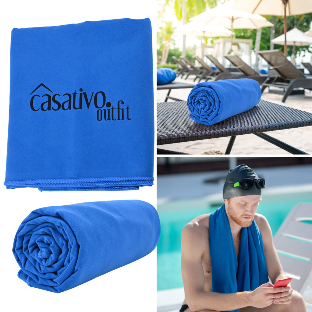 2er-Set Mikrofaser Bade- und Reisehandtuch XL, schnelltrocknend, 180 x 90 cm, blau