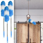 3er-Set Staubwedel mit Teleskop-Griff aus Edelstahl, 78 – 248 cm, blau/weiss