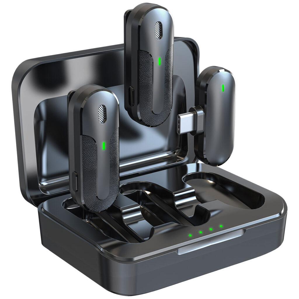 Mikrofon-Set mit 2 Mini Influencer Mikrofone, kabellos, Geräuschunterdrückung