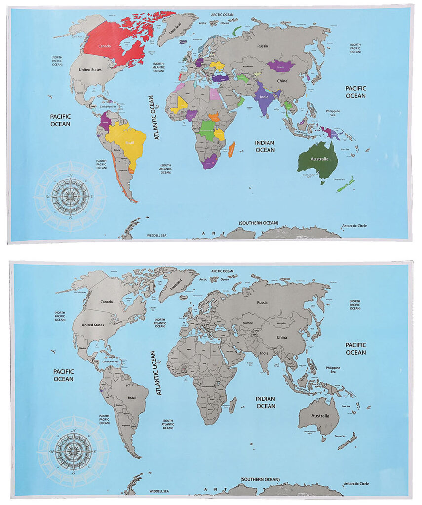 Rubbel-Weltkarte – Scratch-Map – Weltkarte zum Rubbeln