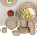 Geschirr-Set aus Steingut, 16-teilig, beige