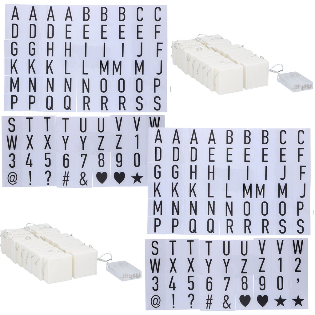 2er-Set Lichterkette für Grussbotschaften, 90 Buchstaben, Zahlen & Zeichen