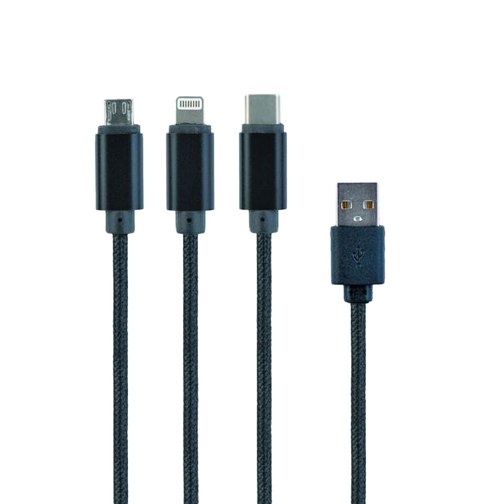 3in1 USB-Ladekabel, Lightning, Micro-USB & USB Typ C, 100 cm