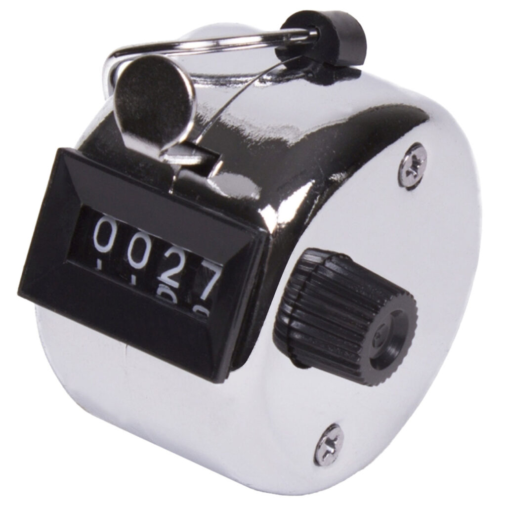 Mechanischer Handzähler mit 4 Ziffern aus Metall Mechanischer Handzähler mit 4 Ziffern aus Metall