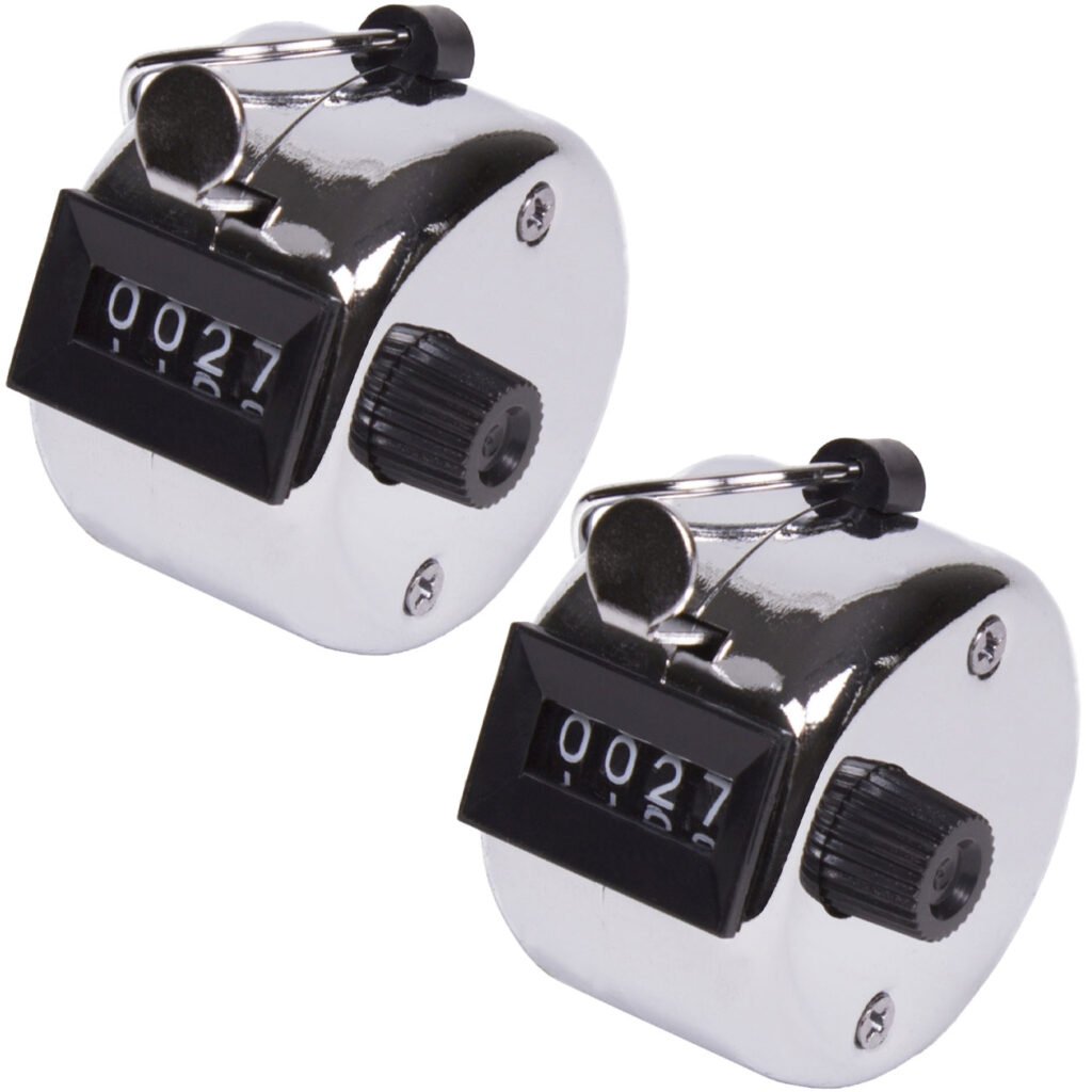 2er-Set Mechanischer Handzähler mit 4 Ziffern aus Metall