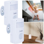 2er-Set Batterie-Funk-Durchgangsmelder, PIR-Bewegungssensor, Klingel-Funktion