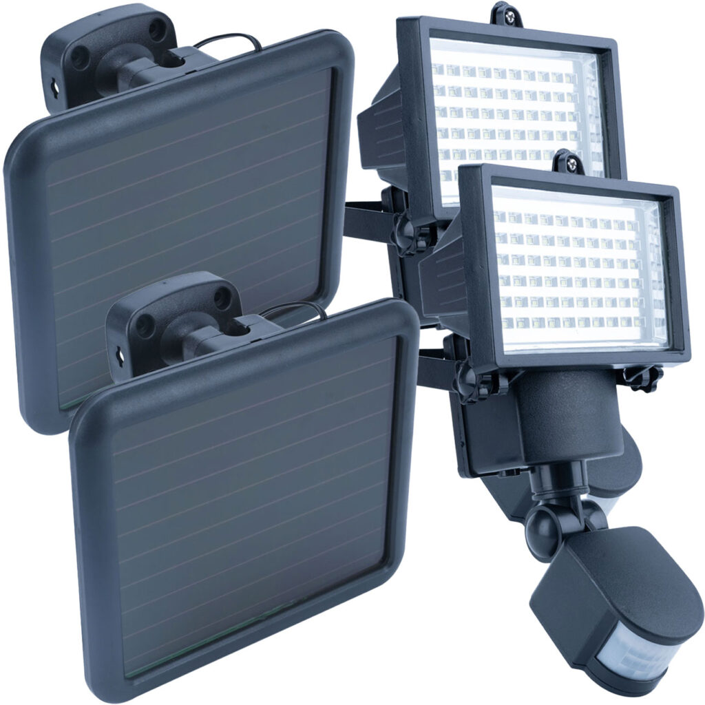 2er-Set Solar-LED-Aussenwandstrahler mit PIR-Sensor, 12 W, 750 Lumen, IP44
