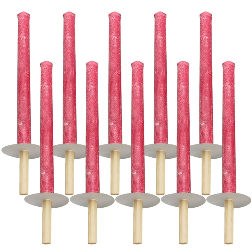 10er-Set Wachsfackeln mit Holzgriff und Handschutzteller, Brenndauer ca. 60 min