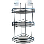 Duschkorb Eckregal aus Metall, 3 Etagen, schwarz, 22,8 x 29,8 x 49 cm