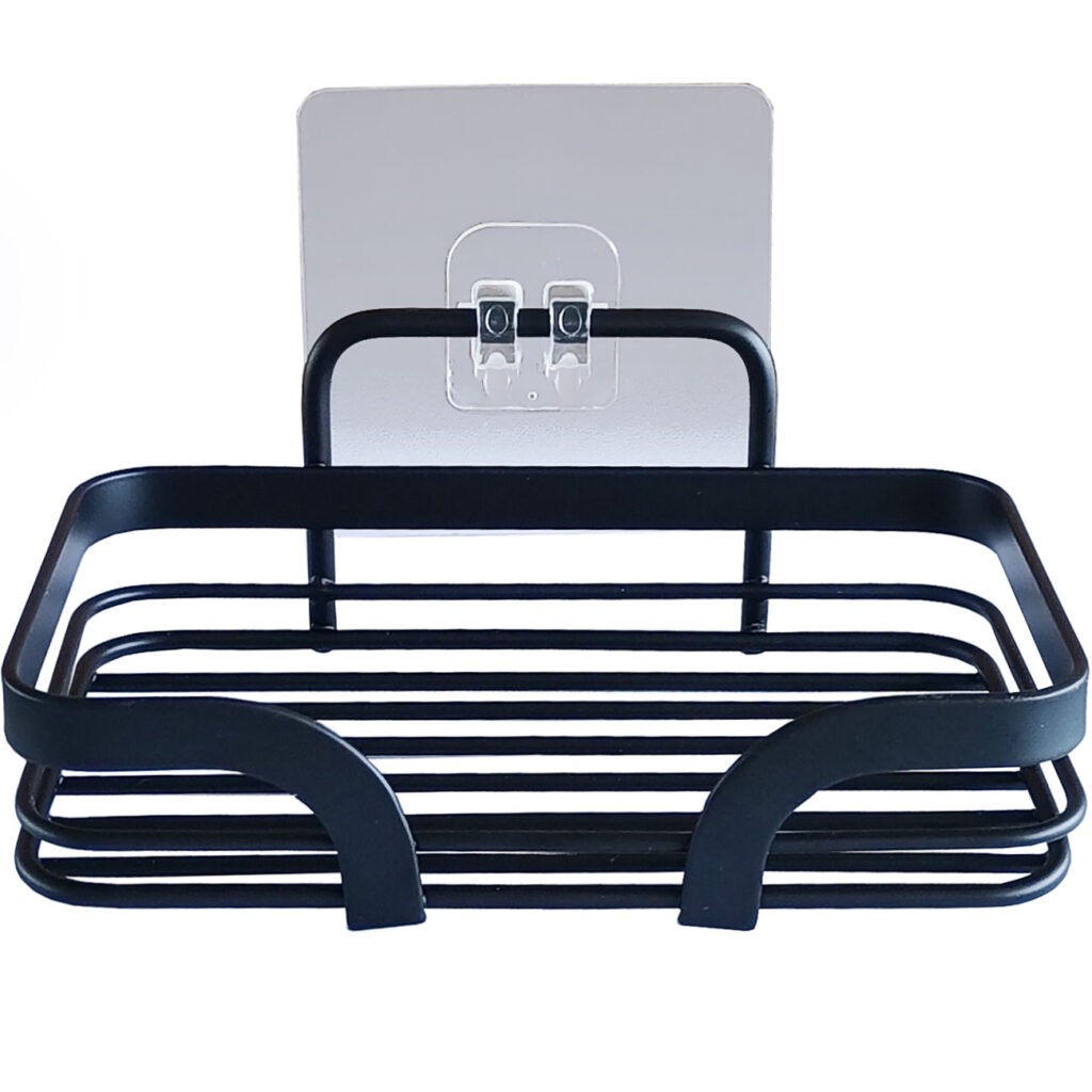 Seifenablage aus Metall, schwarz, 14 x 9,2 x 5,6 cm