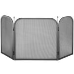 Funkenschutzgitter aus Metall, dreiteilig, schwarz, 53 x 96,5 cm